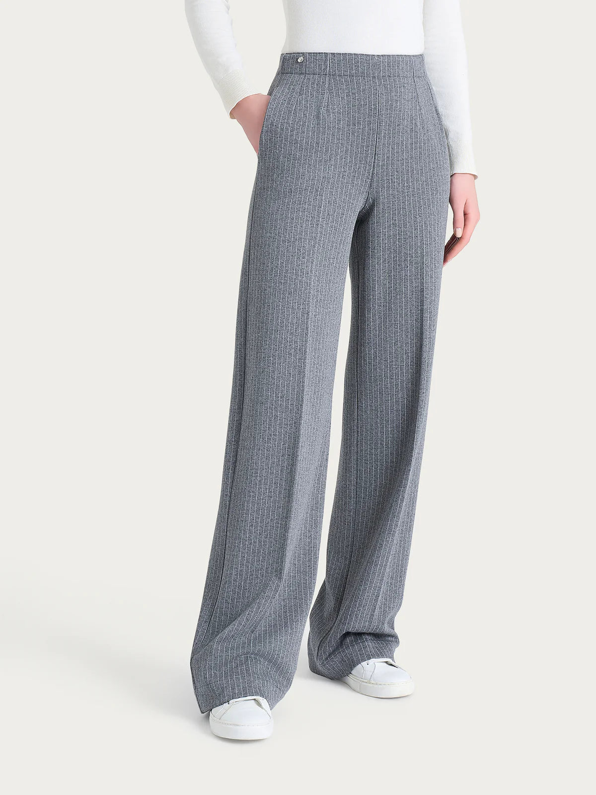 Pantalone Ragno gessato ampio con tasche in Eco Jacquard art.