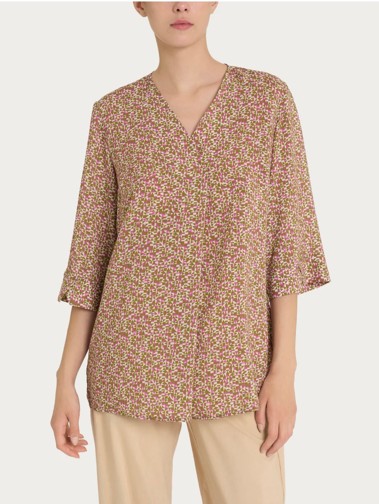 Blusa Ragno con stampa geometrica e manica 3/4