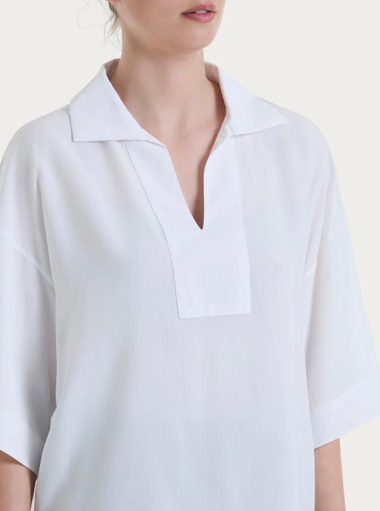 Blusa Ragno con colletto polo in EcoSeta