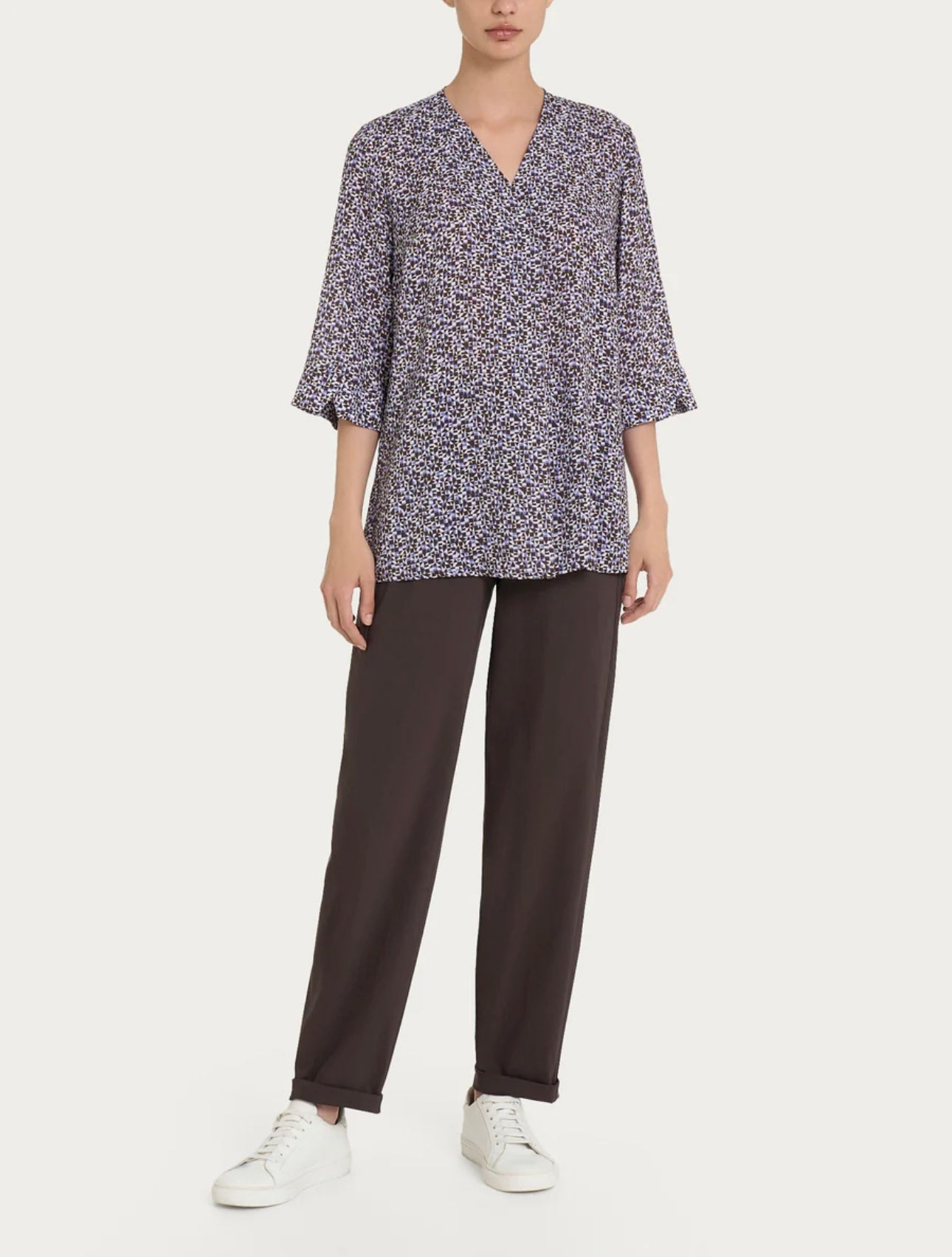 Blusa Ragno con stampa geometrica e manica 3/4