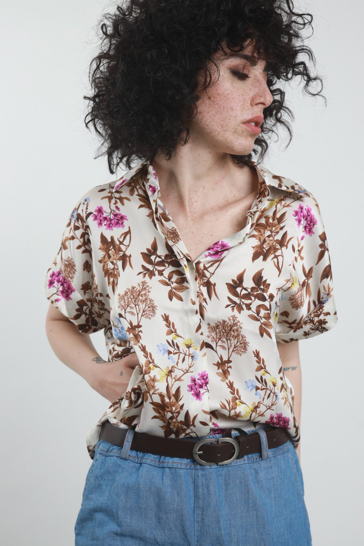 Camicia floreale burro Susy mix