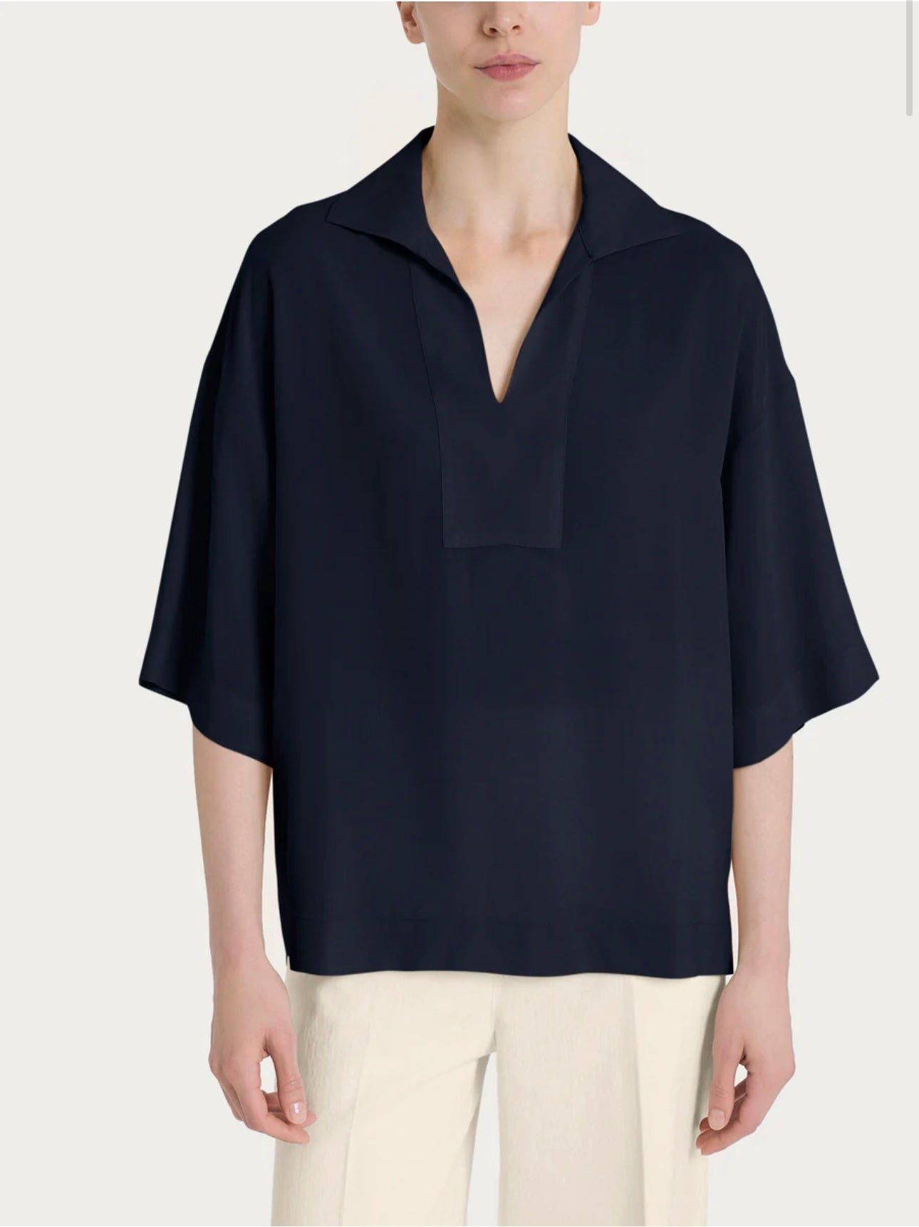 Blusa Ragno con colletto polo in EcoSeta