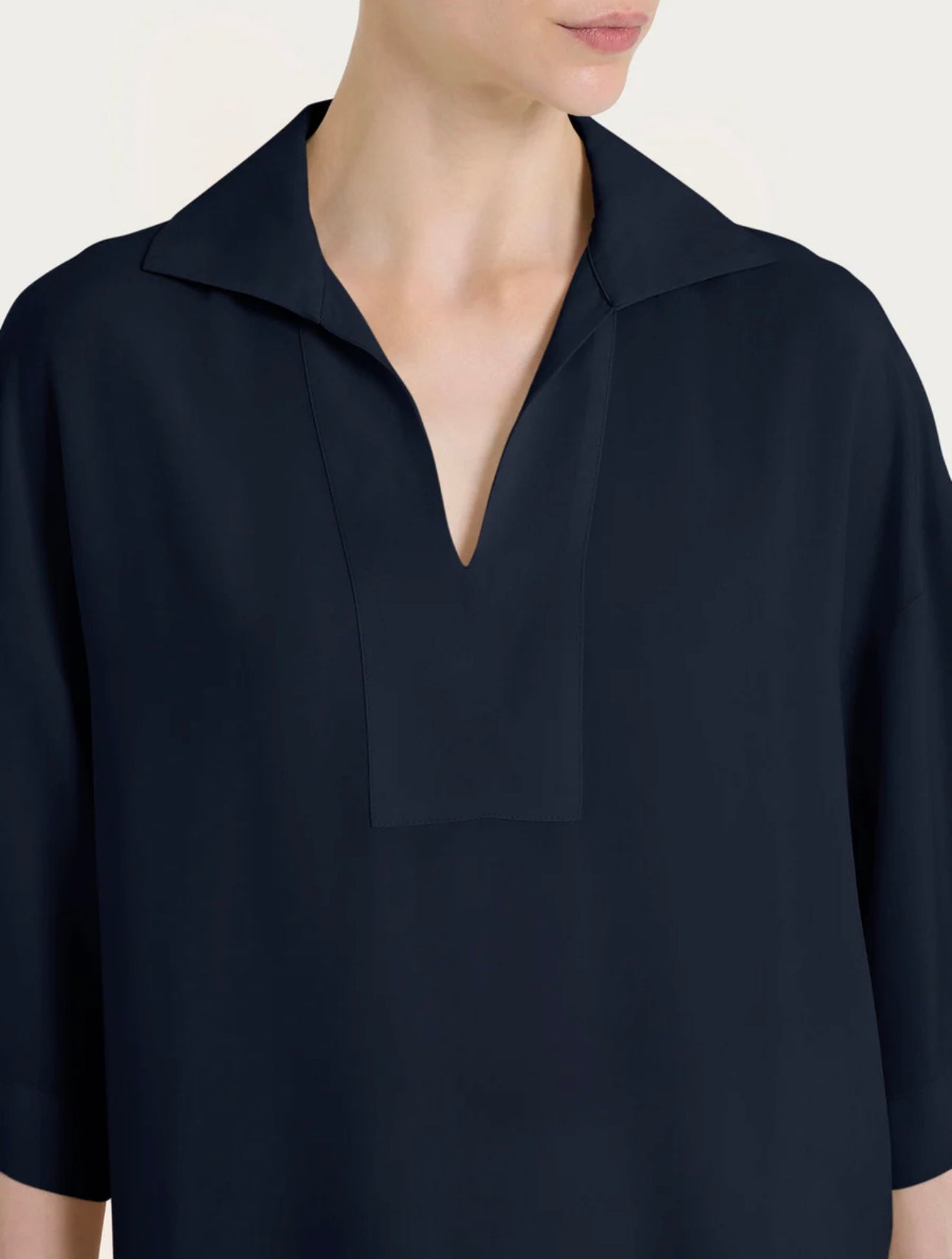 Blusa Ragno con colletto polo in EcoSeta