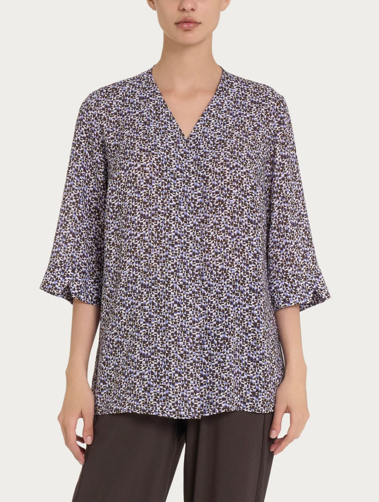 Blusa Ragno con stampa geometrica e manica 3/4