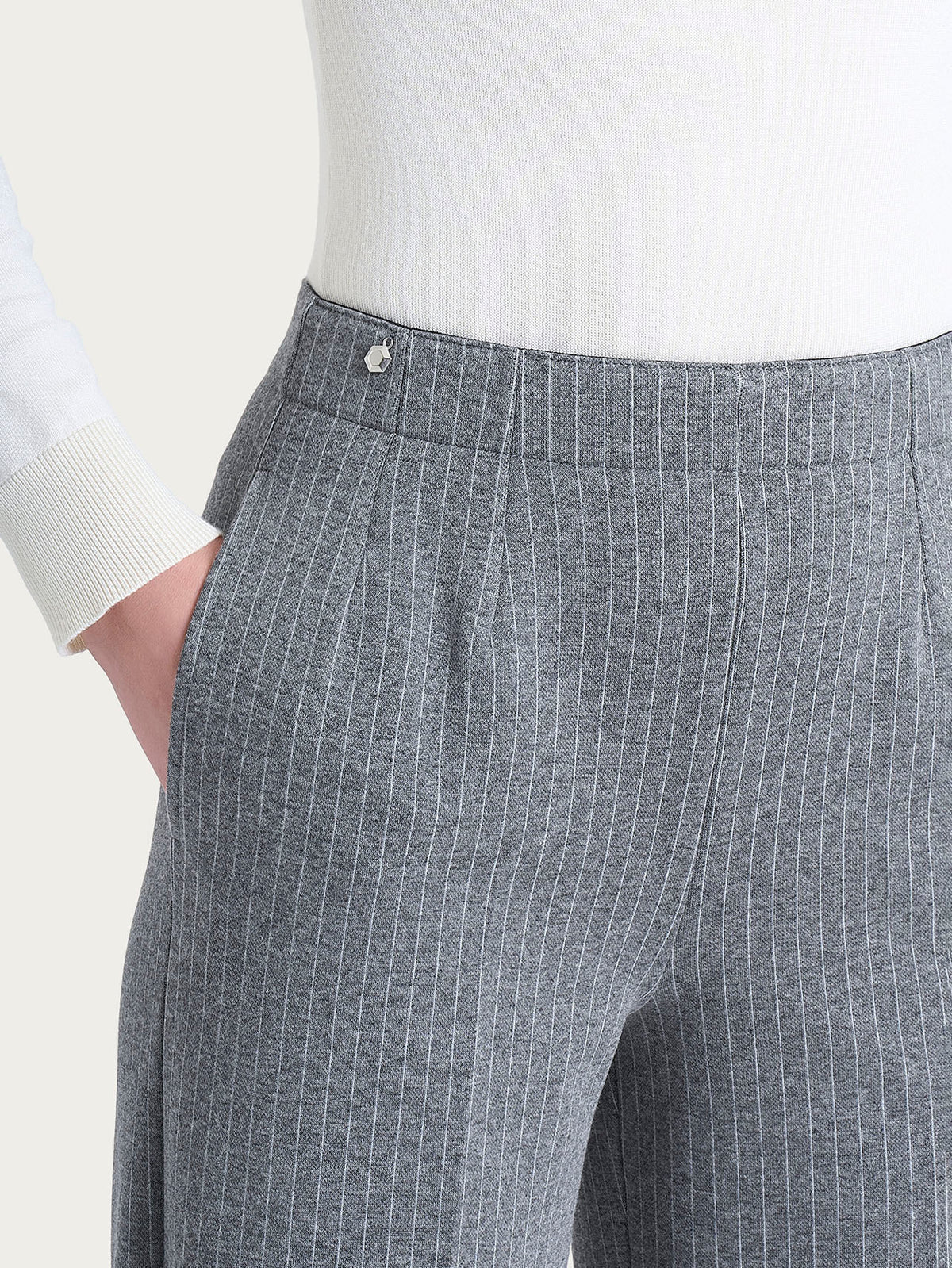 Pantalone Ragno gessato ampio con tasche in Eco Jacquard art.