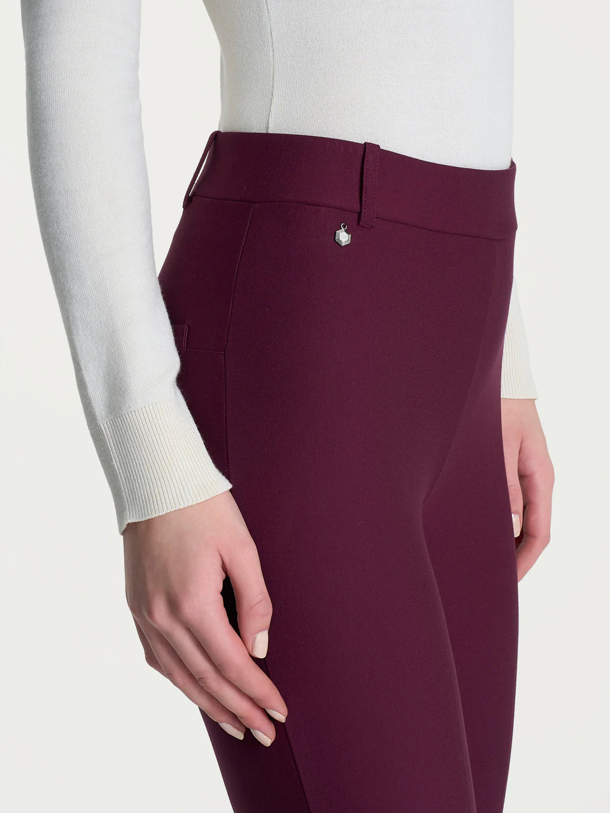 Pantalone Ragno slim dritto con risvolto in Compact art: D091PW