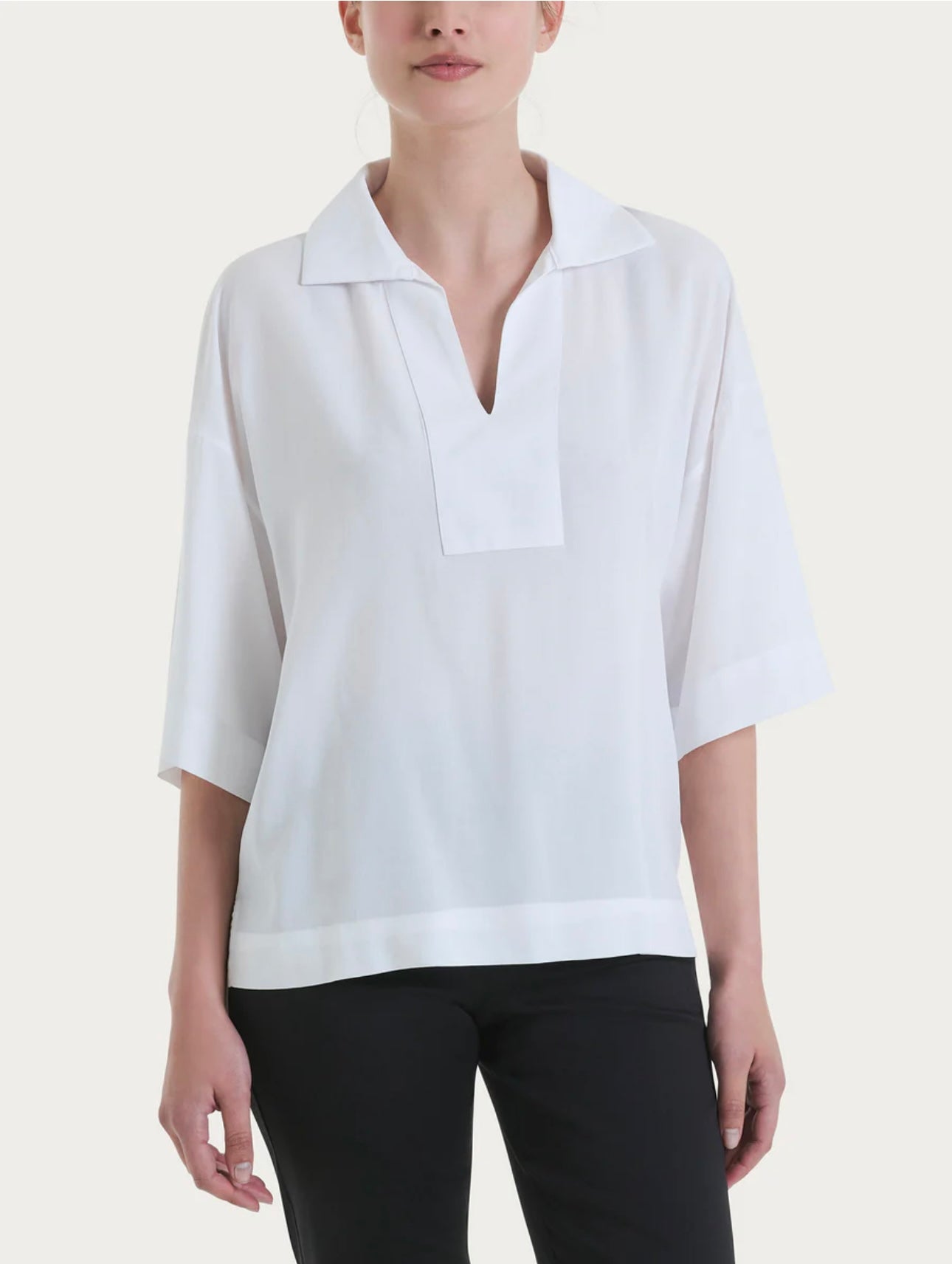 Blusa Ragno con colletto polo in EcoSeta