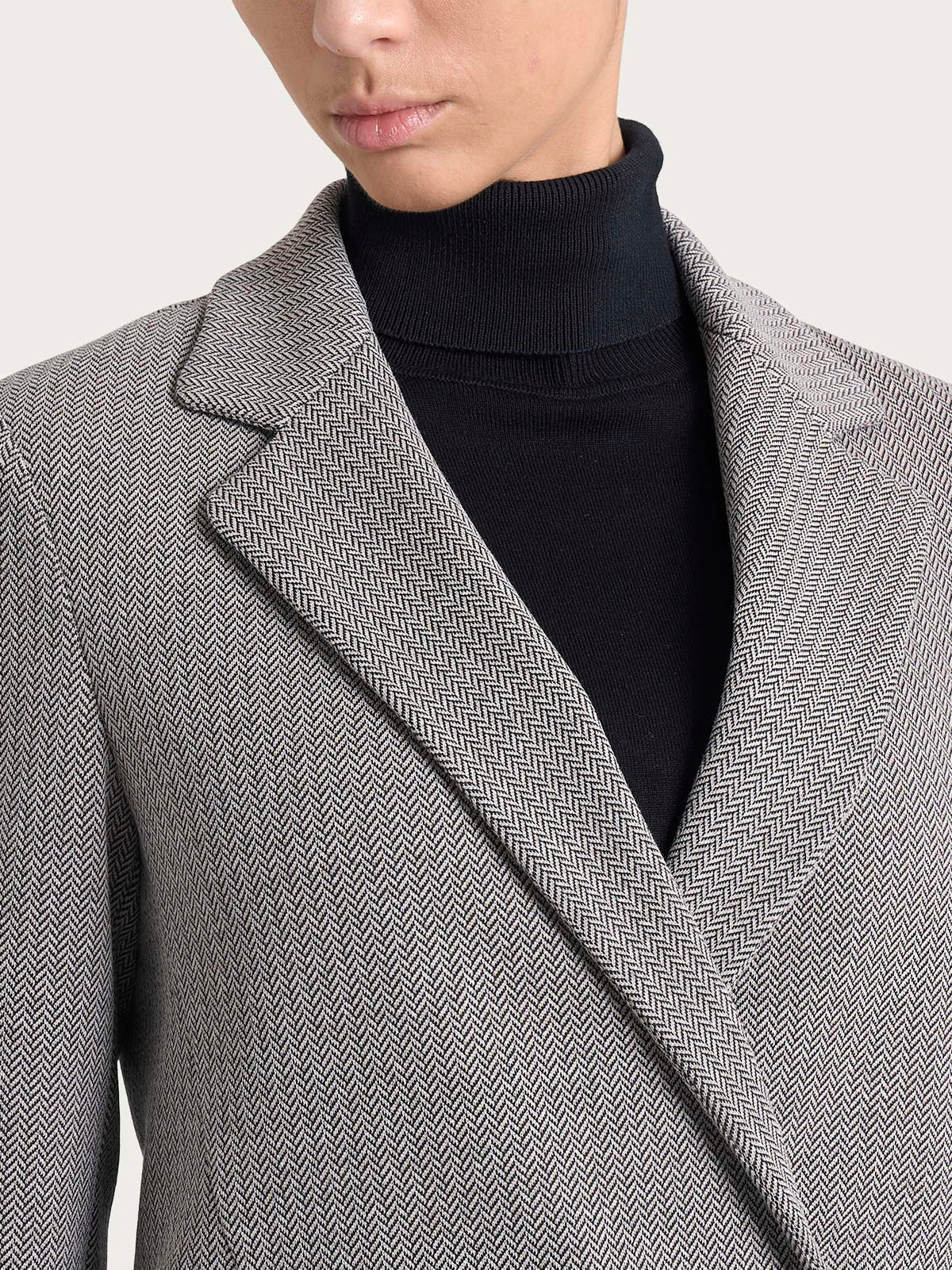 Blazer Ragno doppio petto con fantasia a spina di pesce in Eco Jacquard art. DR83G6
