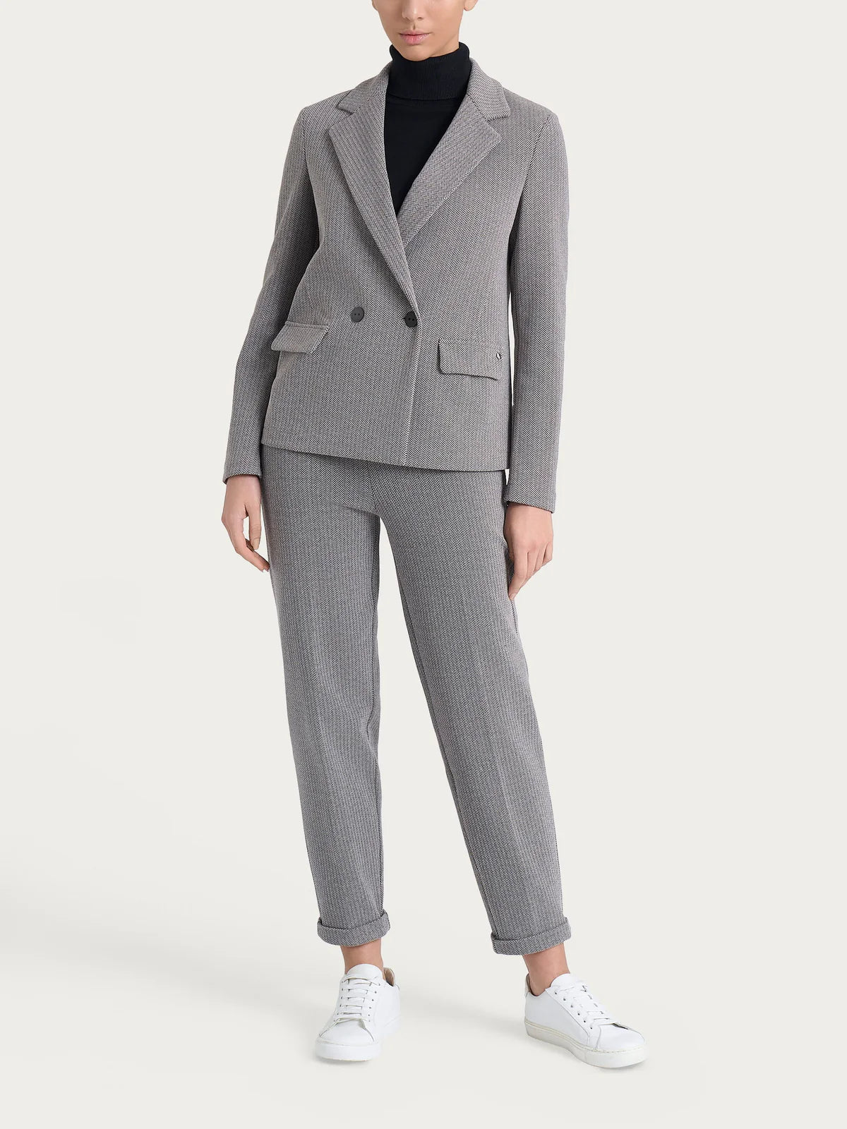 Blazer Ragno doppio petto con fantasia a spina di pesce in Eco Jacquard art. DR83G6