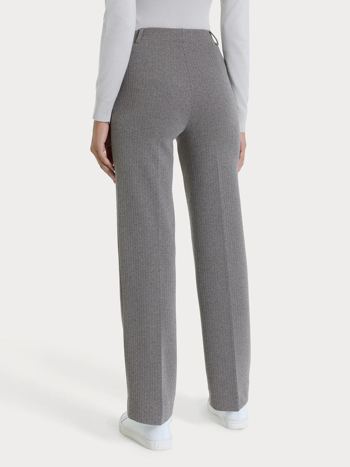 Pantalone Ragno ampio con fantasia a spina di pesce in Eco Jacquard art: DR83PE