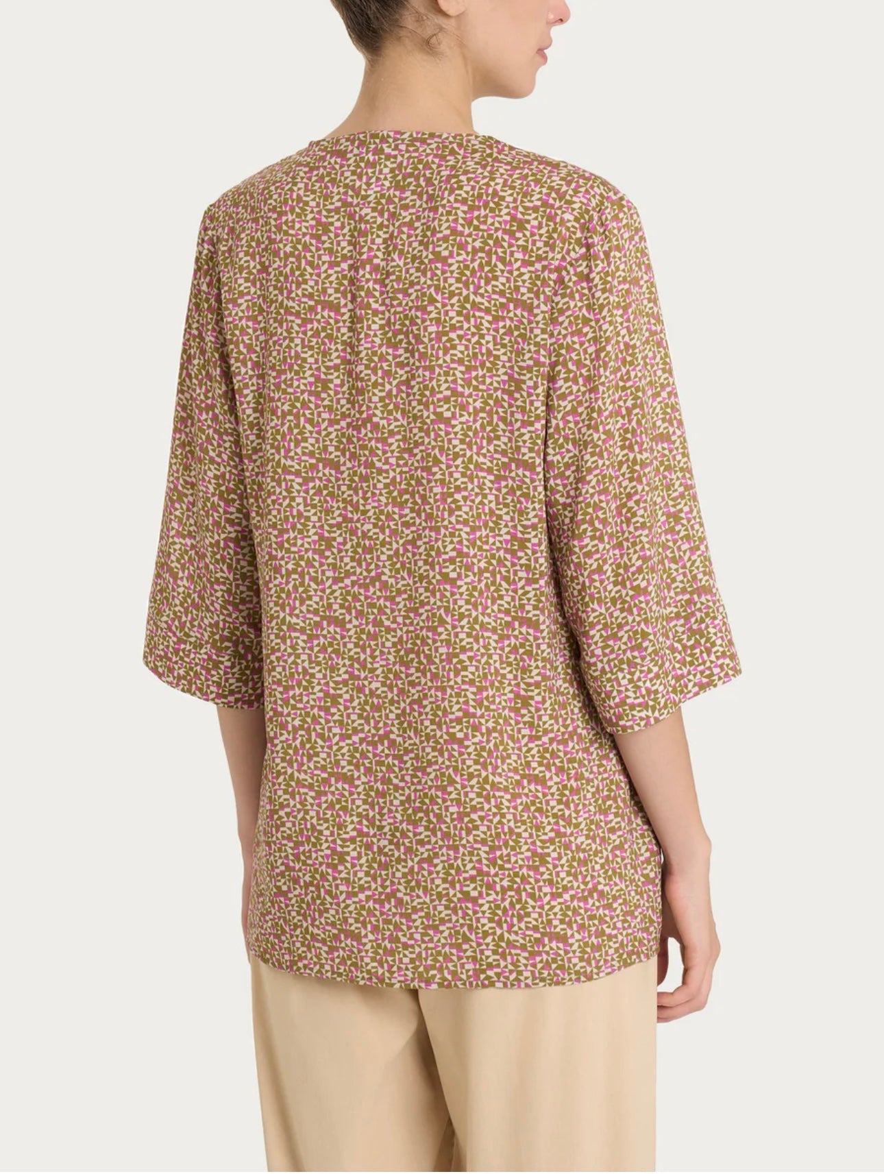 Blusa Ragno con stampa geometrica e manica 3/4