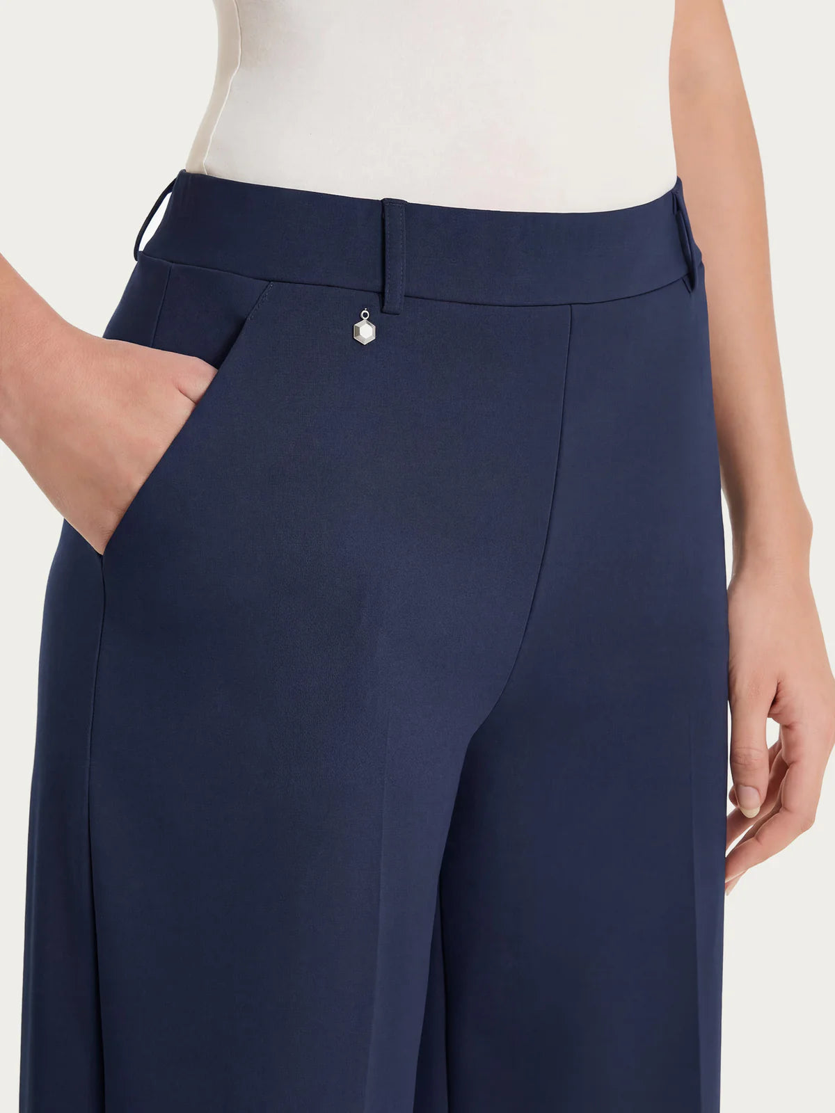 Pantalone Ragno a palazzo con tasche in Compact Light Blu