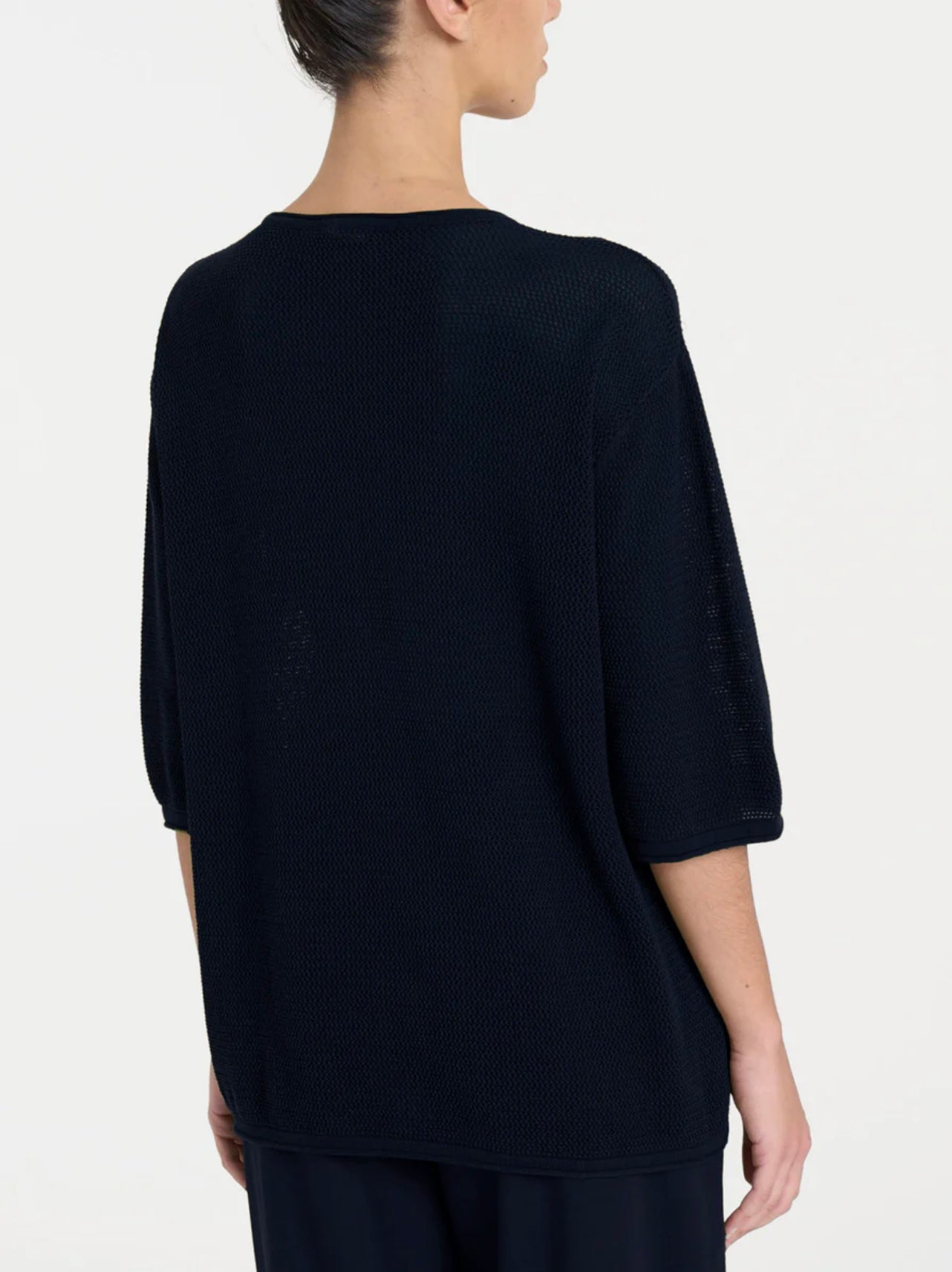 Maglia Ragno girocollo con punto rete in puro cotone