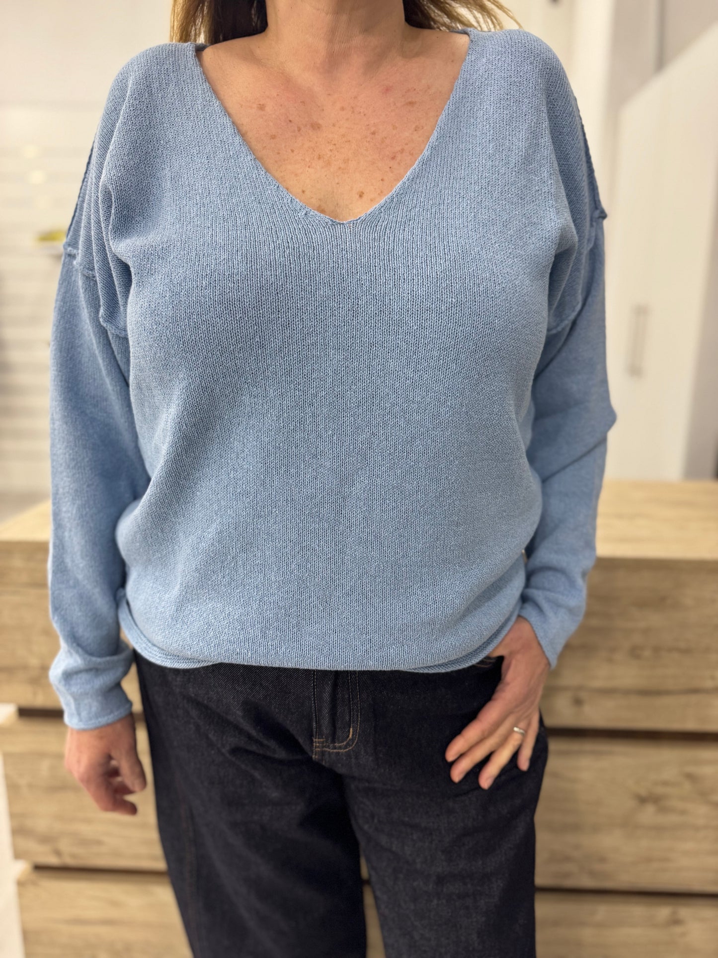 Maglia cotone over scollo V