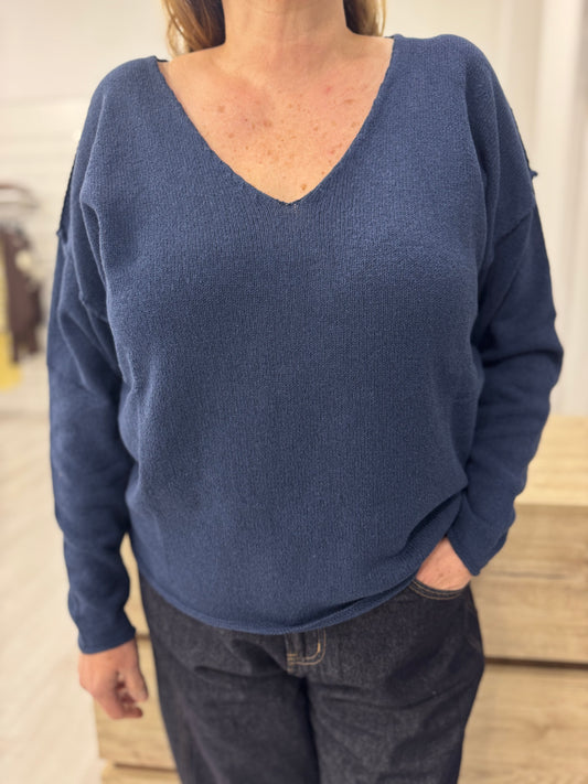 Maglia cotone over scollo V