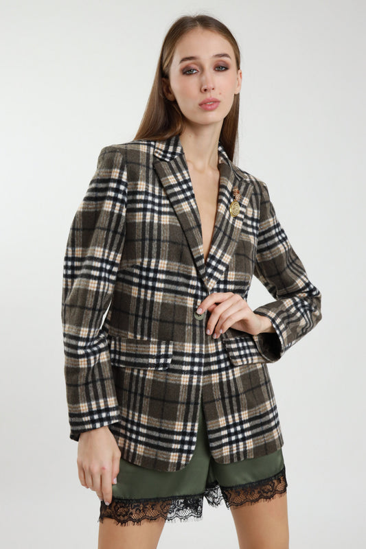Giacca Check più spilla Susy mix
