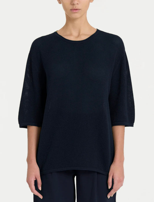 Maglia Ragno girocollo con punto rete in puro cotone