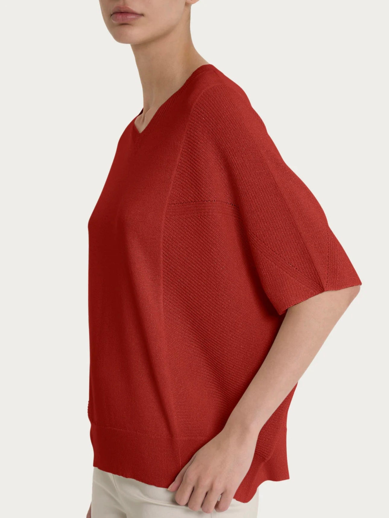 Maglia Ragno con scollo a V in Crêpe Lurex