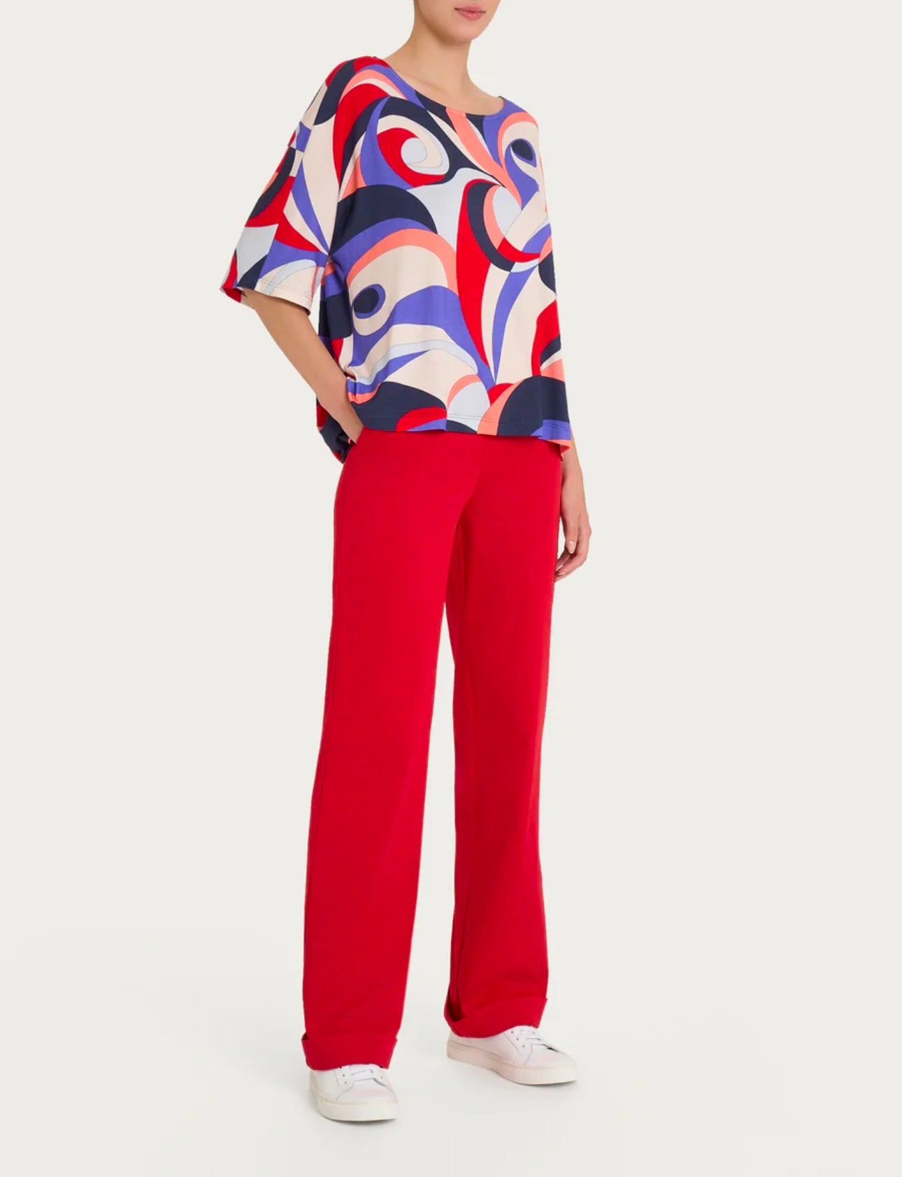 Maglietta Ragno con scollo a barchetta e waves pattern in Viscosa Summer
