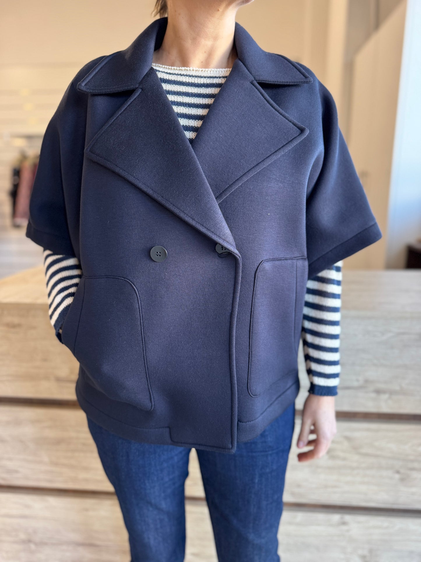 Cappa doppiopetto in neoprene