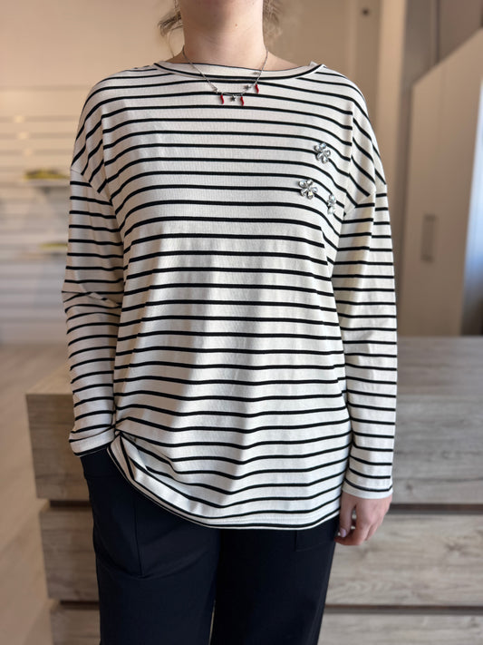 Maglia manica lunga riga con accessorio