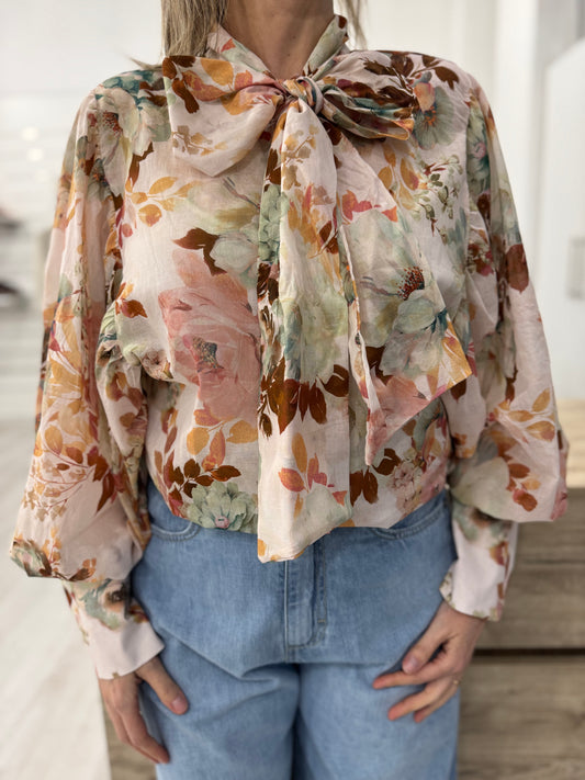 Camicia floreale con fiocco Art. 25C7103 Tensione in