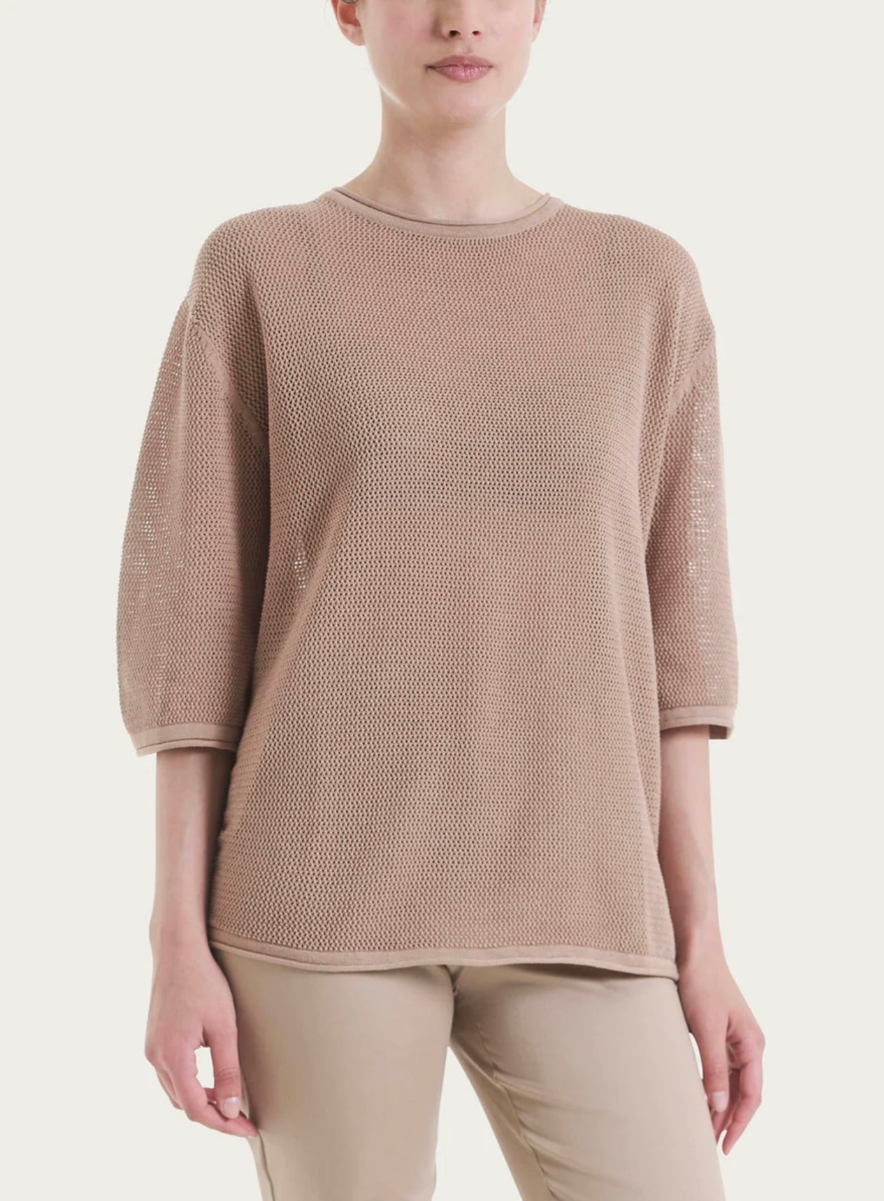 Maglia Ragno girocollo con punto rete in puro cotone