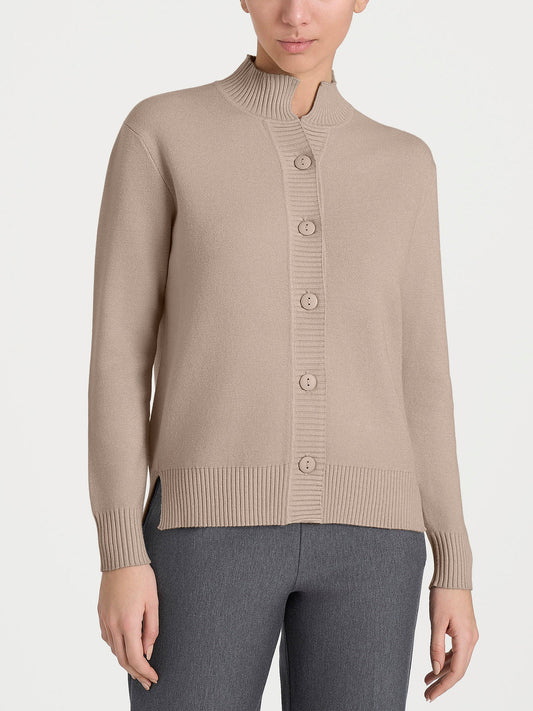 Cardigan asimmetrico con collo alto in Super Soft art. DN53MU