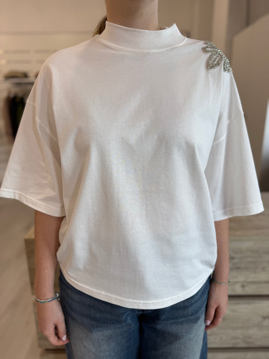 T-shirt over con strass