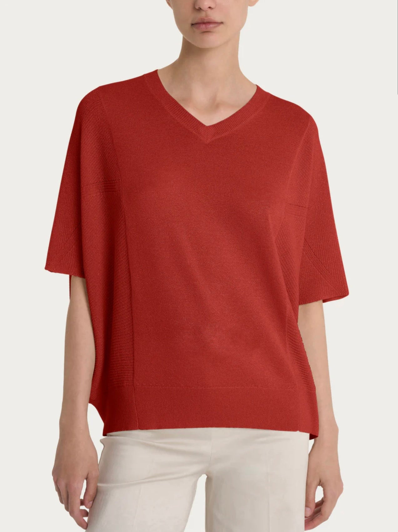 Maglia Ragno con scollo a V in Crêpe Lurex
