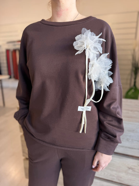 Felpa girocollo over con accessorio