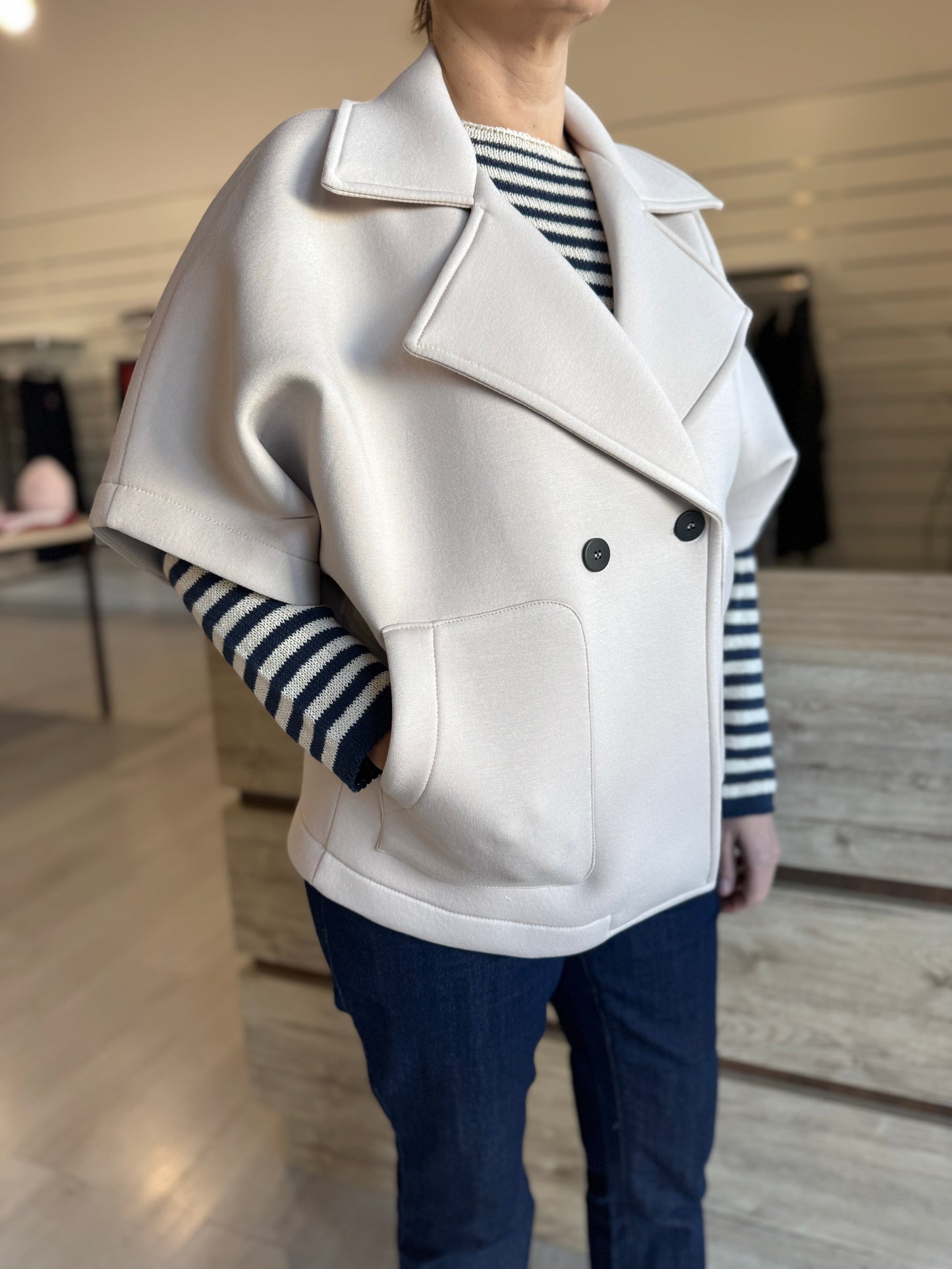 Cappa doppiopetto in neoprene