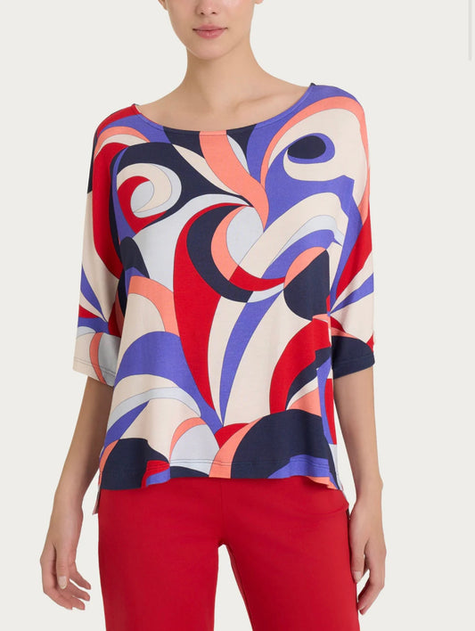 Maglietta Ragno con scollo a barchetta e waves pattern in Viscosa Summer