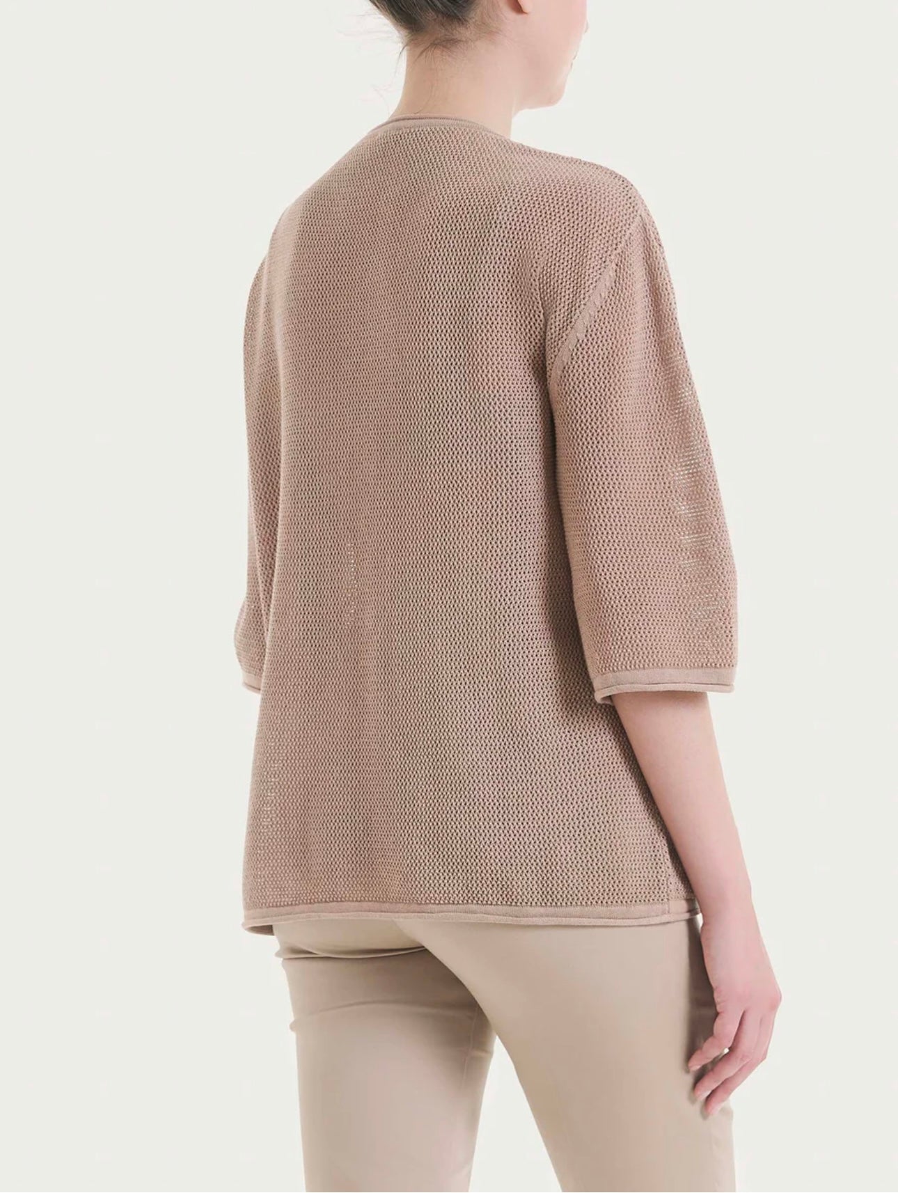 Maglia Ragno girocollo con punto rete in puro cotone