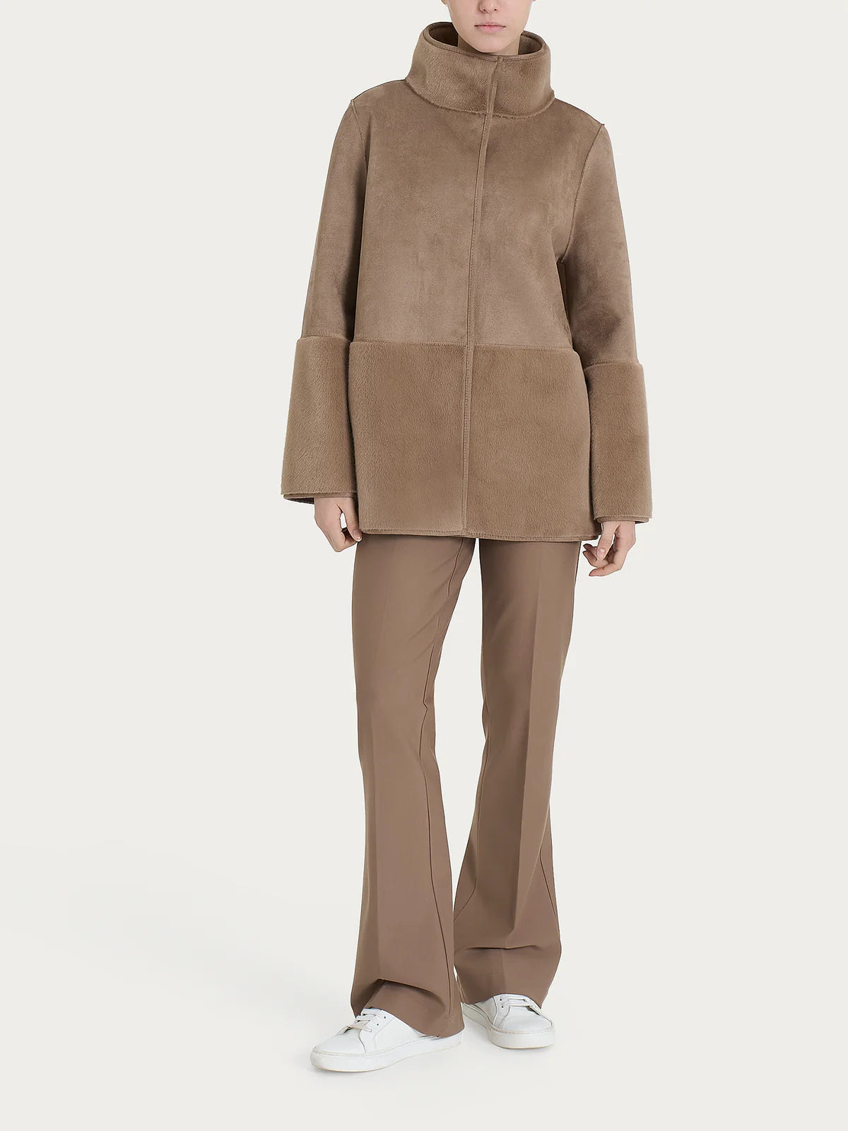 Giacca Ragno lunga con collo alto double-face in Vegan Shearling art. DQ48KF
