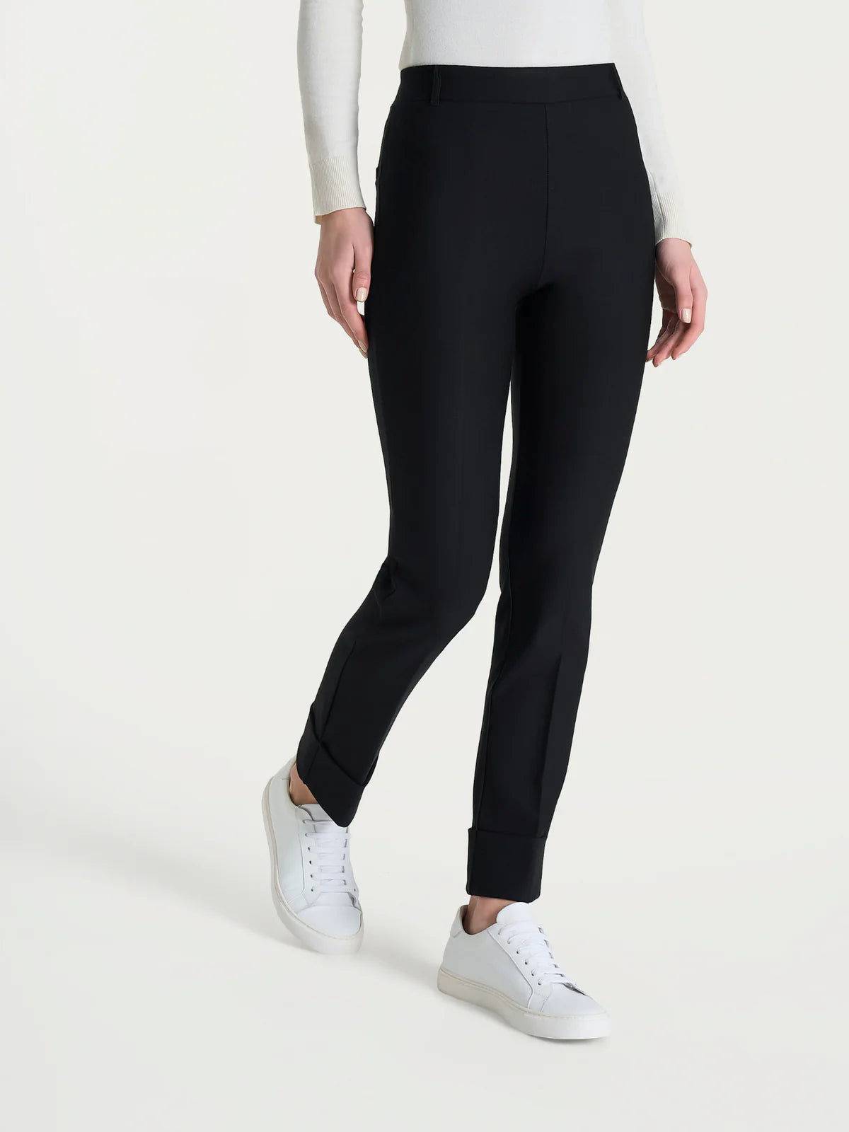 Pantalone Ragno slim dritto con risvolto in Compact art: D091PW