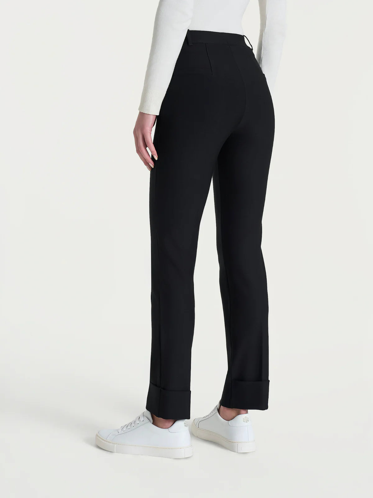 Pantalone Ragno slim dritto con risvolto in Compact art: D091PW