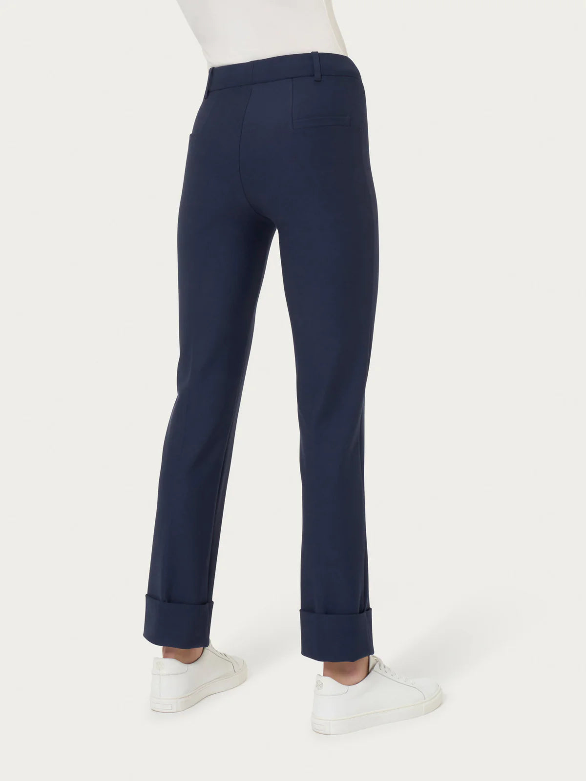 Pantalone Ragno slim dritto con risvolto in Compact art: D091PW