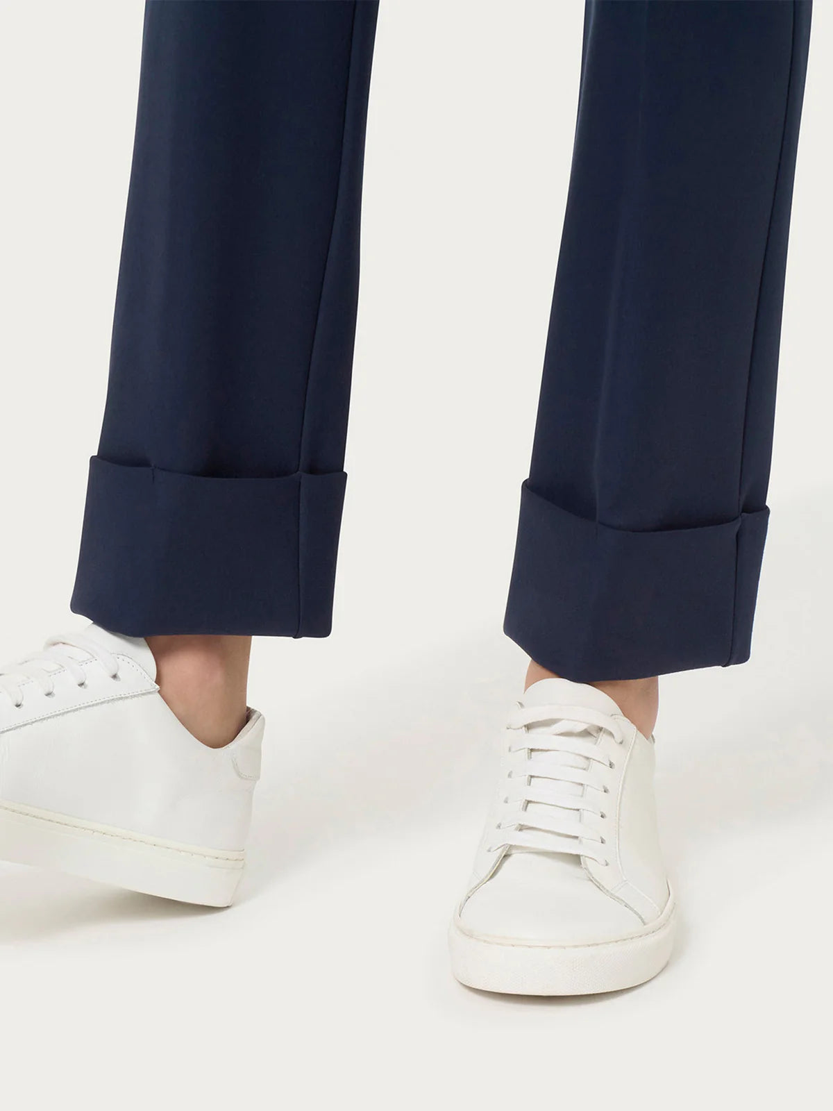 Pantalone Ragno slim dritto con risvolto in Compact art: D091PW