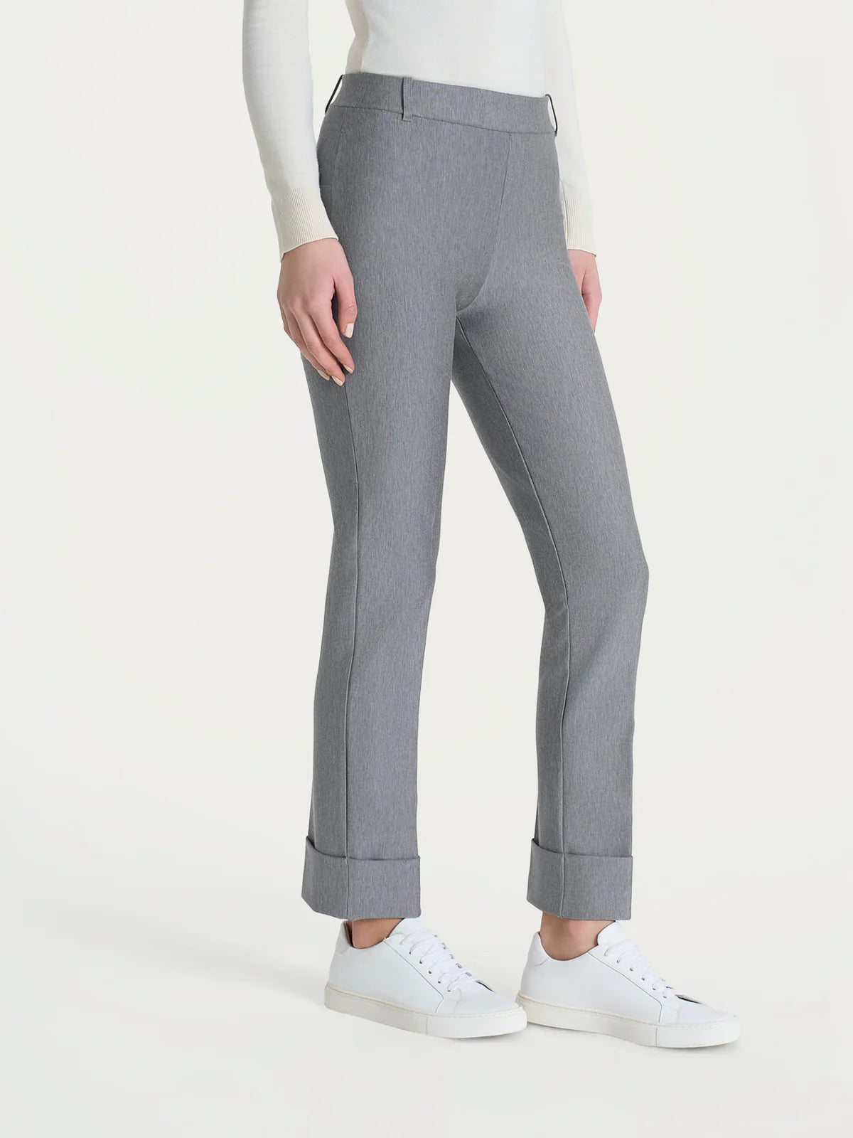 Pantalone Ragno slim dritto con risvolto in Compact art: D091PW
