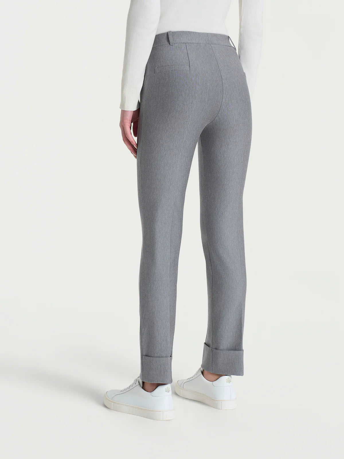 Pantalone Ragno slim dritto con risvolto in Compact art: D091PW