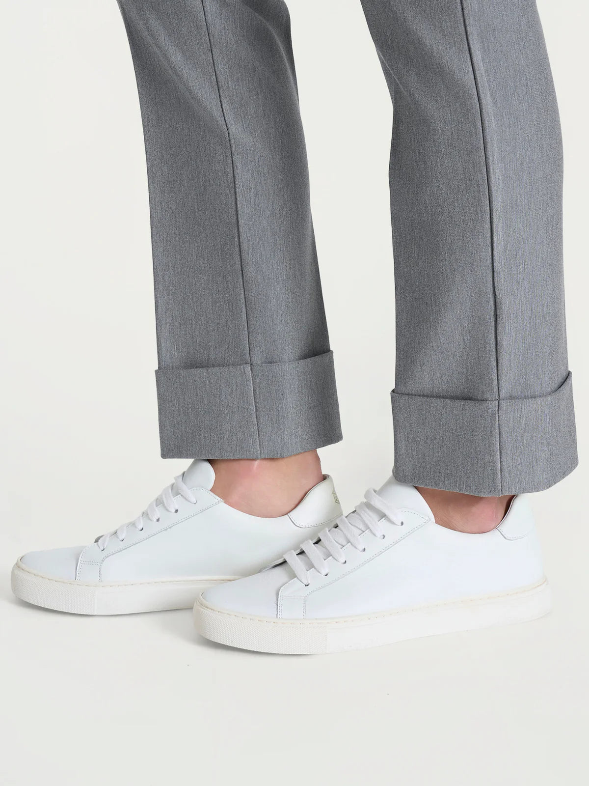 Pantalone Ragno slim dritto con risvolto in Compact art: D091PW