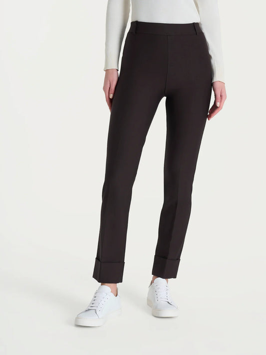 Pantalone Ragno slim dritto con risvolto in Compact art: D091PW