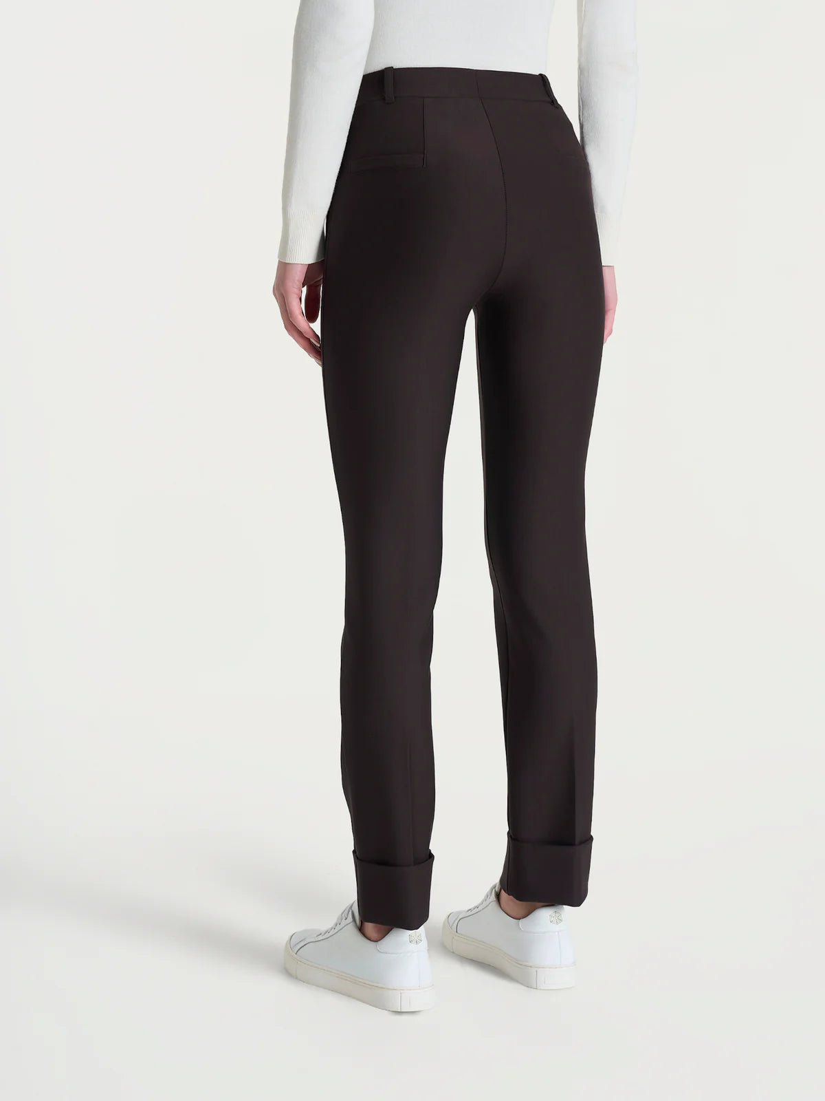 Pantalone Ragno slim dritto con risvolto in Compact art: D091PW
