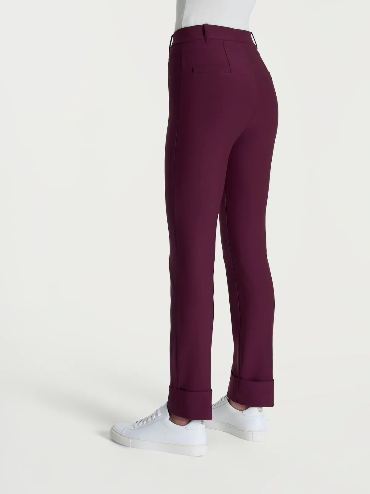 Pantalone Ragno slim dritto con risvolto in Compact art: D091PW