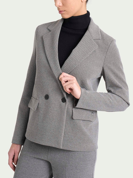 Blazer Ragno doppio petto con fantasia a spina di pesce in Eco Jacquard art. DR83G6