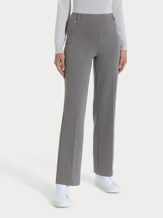 Pantalone Ragno ampio con fantasia a spina di pesce in Eco Jacquard art: DR83PE