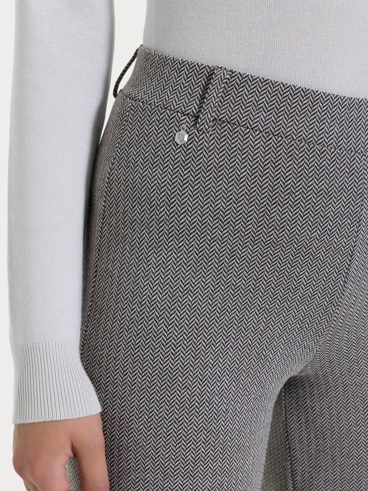 Pantalone Ragno ampio con fantasia a spina di pesce in Eco Jacquard art: DR83PE