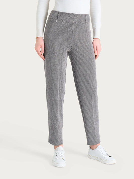 Pantalone Ragno a carota con fantasia a spina di pesce in Eco Jacquard art: DR83PF