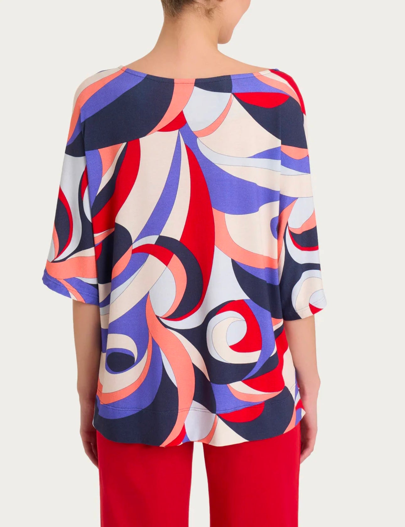Maglietta Ragno con scollo a barchetta e waves pattern in Viscosa Summer